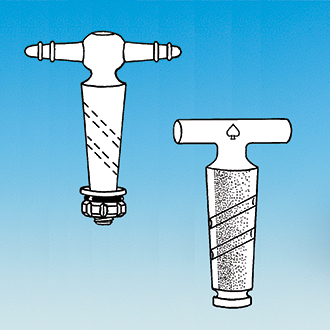 旋塞阀, 双斜孔, 硼硅酸玻璃/1:5PTFE 旋塞